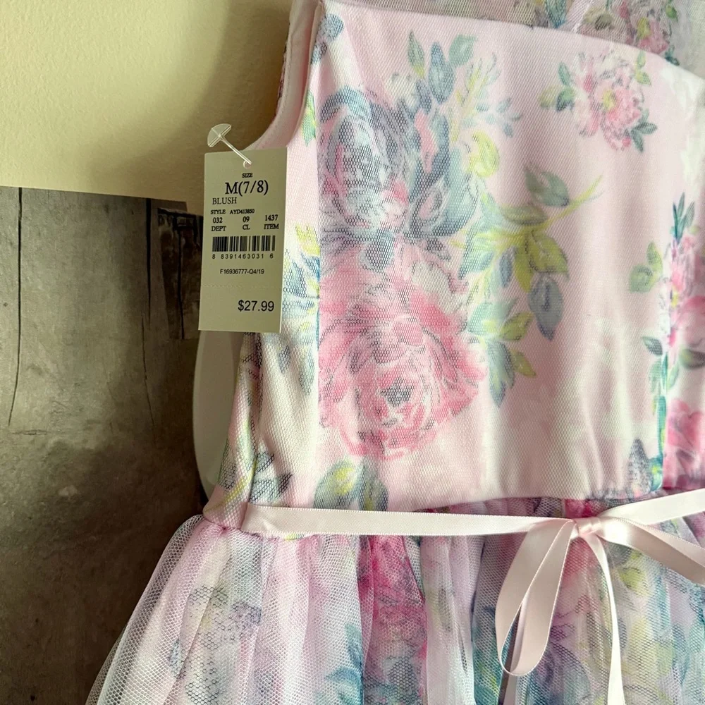 Girls pink spring floral dress girls size 7/8 - Picture 9 of 13